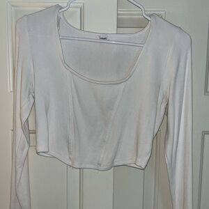 Garage White Long Sleeve Crop Top